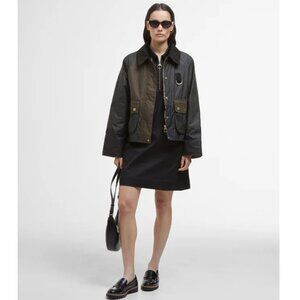 BARBOUR ALMA WAX JACKET in Archive Olive MSRP$520 British Elegance